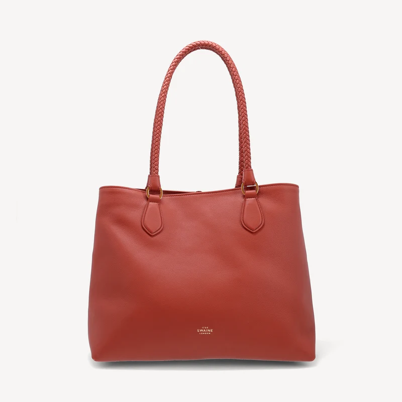 Malibu Handtasche – Terrakottafarbenes Kalbsleder (poliertes Messing)