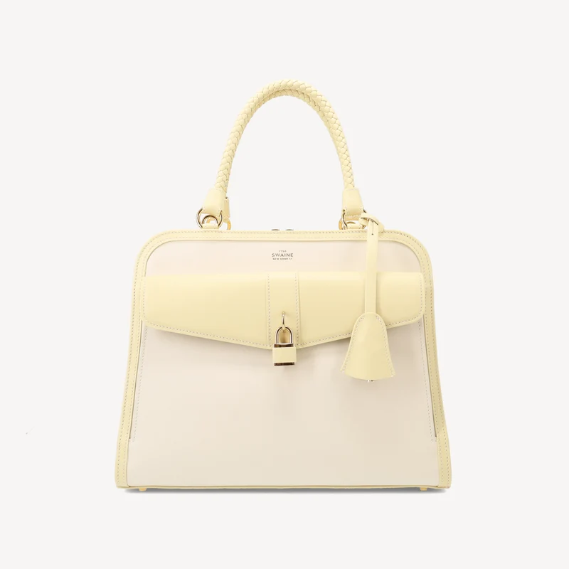 Bel-Air Handtasche - Gelb-weißes Kalbsleder (Poliertes Messing)