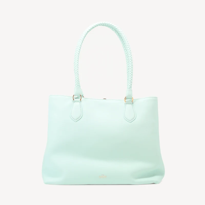 Malibu Handtasche - Aqua Kalbsleder (Poliertes Messing)